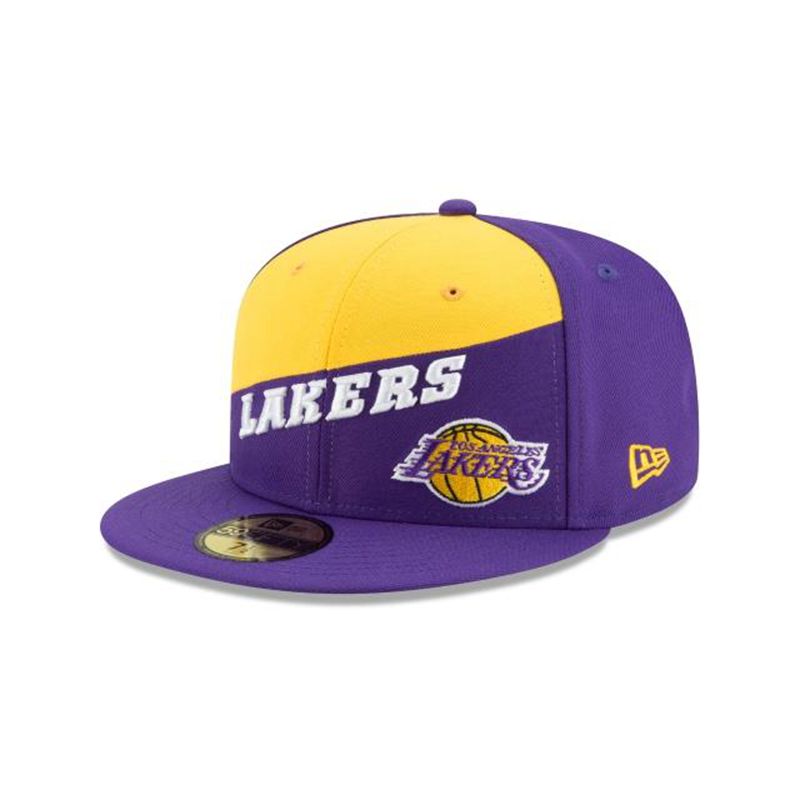 NBA Los Angeles Lakers Color Split 59Fifty Fitted (DNH7775) - Purple New Era Caps